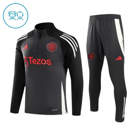 Manchester United Børn Grå Trænings Sweatshirt Kvart-Zip 2024-25
